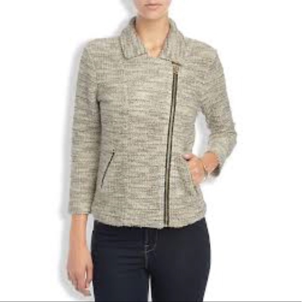 Lucky brand moto sweater marled‎ yarn jacket blazer